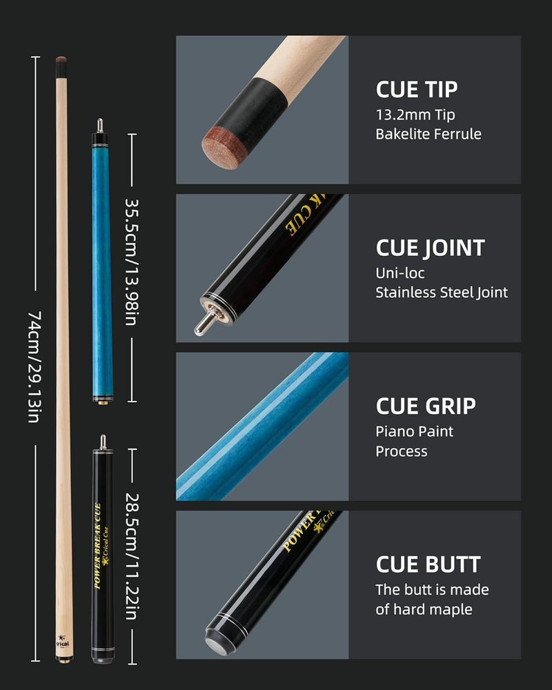 CRICAL Heavy Hitter Jump Break Cue 3-Pieces 54inch Short Maple Break Jump Cue with 13.2mm Tip Punch Cue Professional Jump Cue Billiard Pool Stick - Image 4